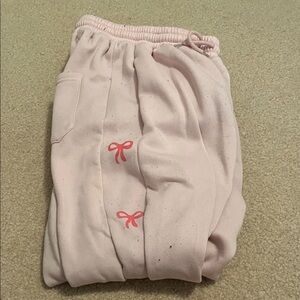 SHEIN Light Pink Bow Accent Joggers